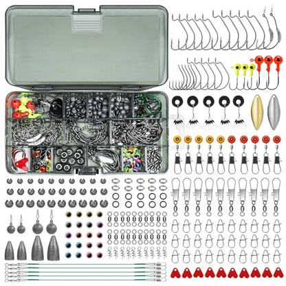 TRUSCEND Complete Fishing Lures - Tackle Box with Tackle Included - Crankbaits, Minnows, Frogs, Vibes, Poppers, Spinners, Spoons, Soft Baits, Hooks & Weights Accessories Kit for Bass Panfish Trout - color: E-203pcs Economic Kit