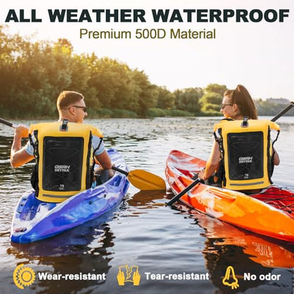 OSAH DRYPAK Waterproof Backpack Dry Bag 25L/35L/55L/85L – Heavy Duty Roll-Top Hiking Backpack Sack Keeps Gear Dry for Travel, Kayaking, Boating, Camping, Rafting and Fishing - color: Yellow, size: 25L