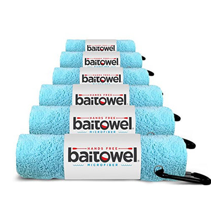 Bait Towel 6 Pack Fishing Towels with Clip for Fishing, Plush Microfiber nap Fabric, 16x16, The Original Bait Towel Multi-Pack - color: Caribbean Blue