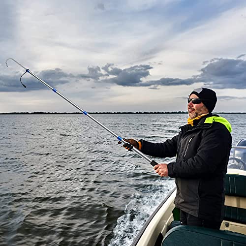 KOMCLUB Telescopic Fishing Gaff with Super Sharp Spear Hook Lightweight Hand Fish Gaff for Freshwater Saltwater Fishing - color: Blue