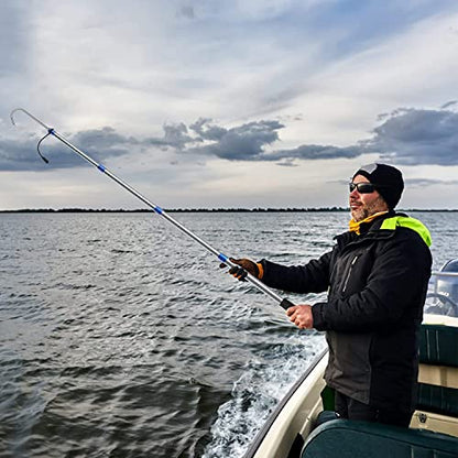 KOMCLUB Telescopic Fishing Gaff with Super Sharp Spear Hook Lightweight Hand Fish Gaff for Freshwater Saltwater Fishing - color: Blue