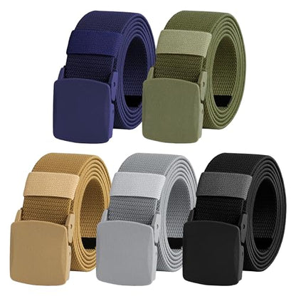 UNGGJKB Men's Tactical Belt, Nylon Casual Elastic Belt, Work Belt That Can Be Cut And Adjusted - color: Black/Blue/Green/Silver/Brown-stretch