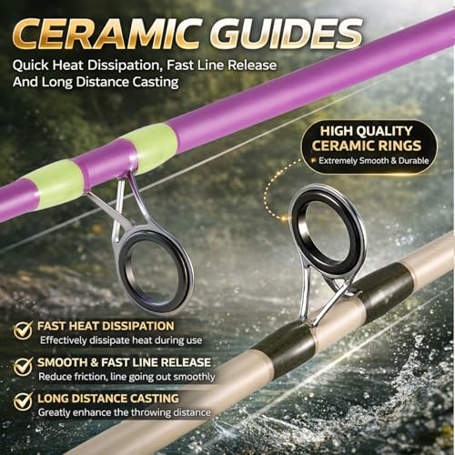 Sougayilang Fishing Rod Combo, 2-Piece 6-Foot Graphite & Fiberglass Rod with Anti-Reverse Spinning Fishing Reel - color: Purple 6'0" Rod with 1000 Reel- 2Pack