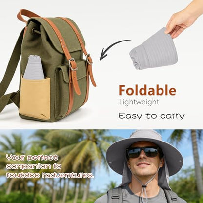 ZOORON Sun Hats for Men Women Fishing Hat with Neck Flap,UPF 50+ Sun Hat Waterproof Wide Brim Bucket Hats for Safari Hiking - color: 1-light Grey(neck Flap)