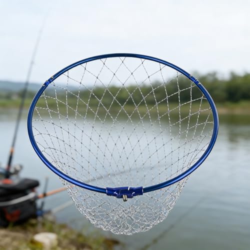 Round/Triangular Frame Fishing Landing Net Replacement Frame Foldable Aluminum Alloy Landing Dip Net Fishing Accessory - color: round, size: 50cm