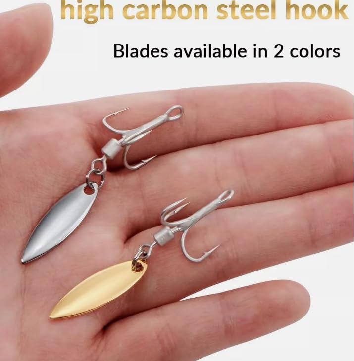 30pcs Bladed Treble Hooks Willow Blade Replacement Treble Hooks Trout Bass 6# Hook - color: Gold 30pcs