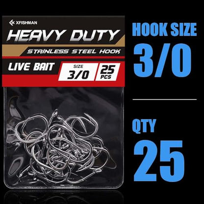 3X-Strong-Octopus-Hooks-Saltwater-Fishing-Circle-Hooks- Stainless Big Game Size 1-13/0 - size: 3/0 Pack of 25
