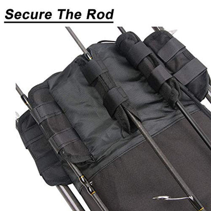 SILANON Fishing Rod Bag Pole Holder, Portable Fishing Rod Case Carrier Canvas Pole Storage Bag Travel Carry Case Waterproof Fishing Tackle Gear Organizer - color: Black
