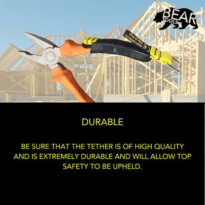 BearTOOLS Yellow Flat D-Ring Tool Tail Tethers, 2-In-1 Application, Max Load 0.9KG, 12CM x 12MM (6, Yellow) - size: 6-pack