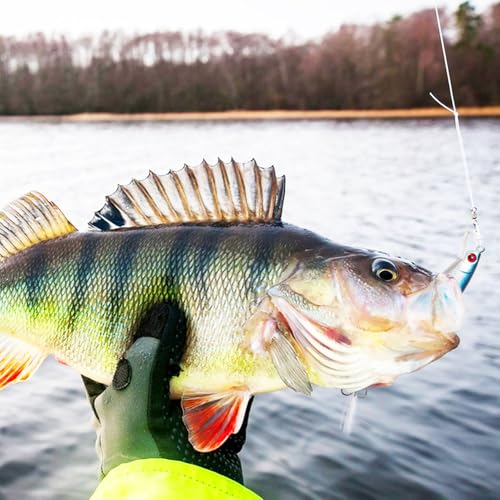 10Pcs Fishing Lures Minnow Bass Lure Jerkbait Topwater Hard Baits with Double Treble Hooks Flasher Feathers for Bass Trout Walleye Redfish Saltwater Freshwater 3.4in/0.3oz