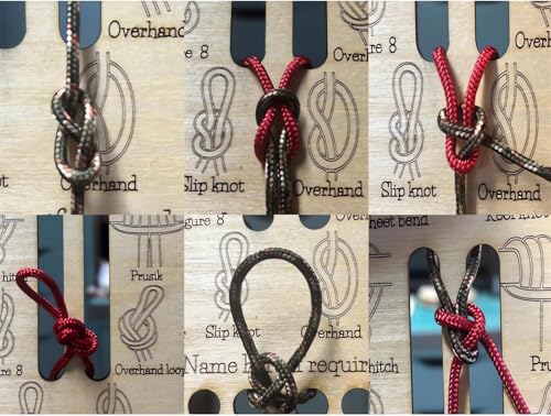 Learn Knot Training Board with Rope Learning Knot Tying Kit Learn to Tie Knots Kit for Adults Beginner How to Knot Advised Fishing Backpacking Hiking Outdoor Camping Gear Knots Game Cards Guide - color: 2PC