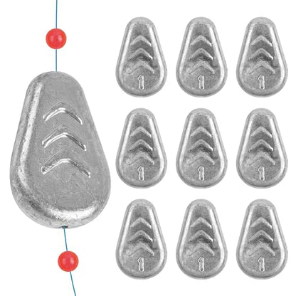 No Roll Sinker Fishing Weights Sinkers, Catfish Sinkers Flat Inline Sinkers Weights No Snag Slip Sinkers Saltwater Surf Fishing Weights Gear Tackle Fishing Weights Sinkers for Catfishing Rigs - style: 1oz-10pcs