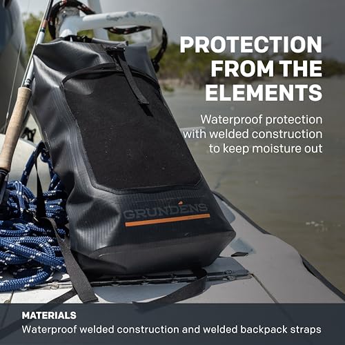 Grundéns Bootlegger Roll Top Backpack | Waterproof, 30L, Red Orange - color: Red Orange