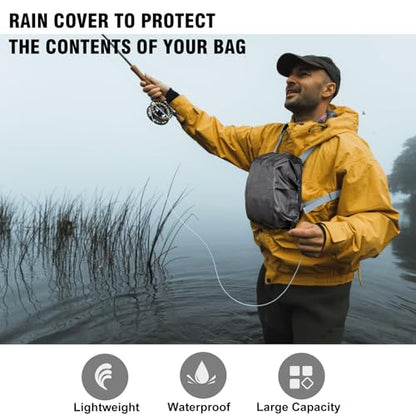 Qiullen Fly Fishing Chest Pack,Waterproof Tackle Bag with Zip-Down Workstation,Fly Box Storage,Net Holder,Adjustable Straps for Wading and Stream Fishing