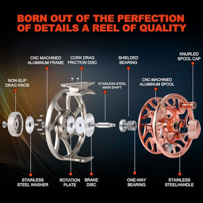 Sougayilang Fly Fishing Reel, CNC-Machined Aluminum Alloy, 5/6 Weight, Lightweight Trout Reel