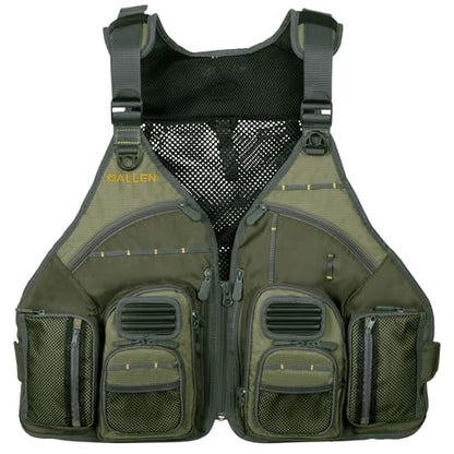 Allen Company, Big Horn Fishing Chest Vest with MOLLE Web Gear Lash, with Hydration Storage Pocket, Fishing Outdoor Gear, Olive, Medium (6346)