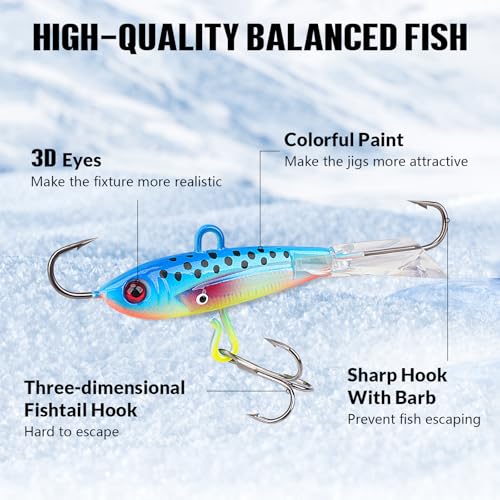 THKFISH Ice Fishing Lures Ice Fishing Jigs Ice Fishing Gear Hard Fishing Lures and Jigs Walleye Ice Fishing Kit Crappie Panfish Pike Jigs,14/26/40PCS - color: A-26PCS