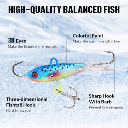 THKFISH Ice Fishing Lures Ice Fishing Jigs Ice Fishing Gear Hard Fishing Lures and Jigs Walleye Ice Fishing Kit Crappie Panfish Pike Jigs,14/26/40PCS - color: A-26PCS