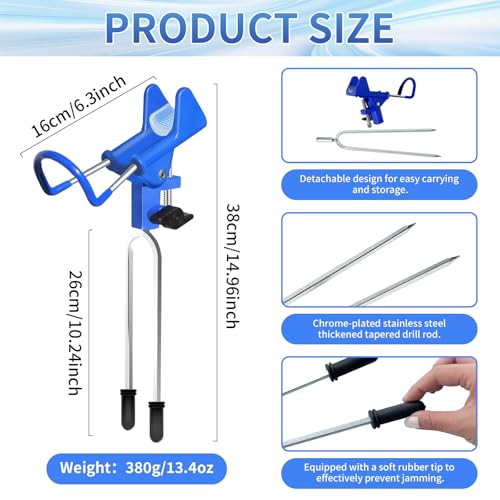 2PCS Fishing Rod Holders, Fishing Pole Holders for Ground 360 Adjustable Stable, Durable, Universal Fit All Fishing Rods, Portable, Suitable for Shore Beach Bank Fishes Ground for Men