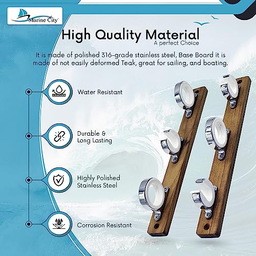 MARINE CITY Fishing Rod Storage Hanger Rack, 3-Rod Reel with Teak Base, Length 2.71 Inches for Boats Yachts Cars & Marine Use - color: 3 Rod (Teak Base)