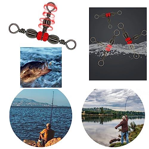 50 Pack Fishing Three Way Swivels Cross Line Barrel 3 Way Swivel Crossline Connector Tackle Trolling T-Turn Connection for Fishing Tackle Catfish Rig Surf Saltwater Freshwater Spider Rigging