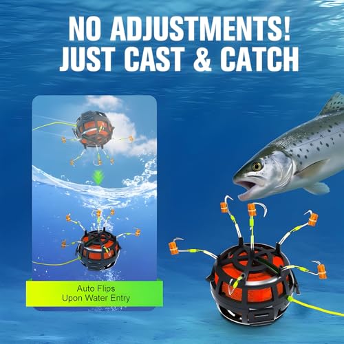 2025 New Reverse Bottom Bait Cage Fishing Hook, 360°Floating Bait Cage, Spring Baits Cages Trap Fishings Hooks, Compatible with Cubes, Pellets, Powdered-Baits for Under 27lb Fish - color: No.10: Under 12 lb