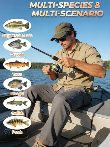 Jenseits 7FT Fishing Rod, 24T Carbon Fiber Telescopic & 4-Piece Travel Rod, Spin and Cast Options, Stainless Steel Guides with Ceramic Inserts, for Bass, Trout, Catfish, Freshwater & Inshore Fishing - size: Spin-6ft-Medium-Fast