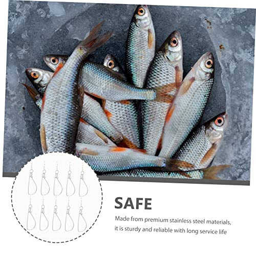 10pcs Stainless Steel Fish Buckle for Outdoor Fishing Fish Stringer Spring Lock Portable Sinkers for