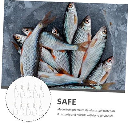 10pcs Stainless Steel Fish Buckle for Outdoor Fishing Fish Stringer Spring Lock Portable Sinkers for