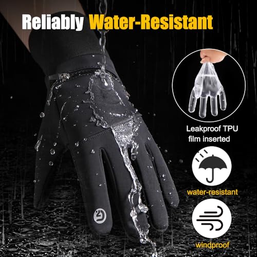 Winter Gloves for Men Women Waterproof Glove,Touchscreen Gloves Thermal Snow Gloves for Running Cycling - size: Large