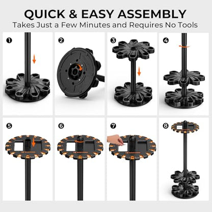 KastKing V16 Rotating Fishing Rod Holder for Garage, Floor Rack Holds Up to 16 Rods & Combos, Space-Saving Pole Organizer with Foam, Durable ABS, Fishing Gear Storage Gift for Men - size: V16 with Rotating Base