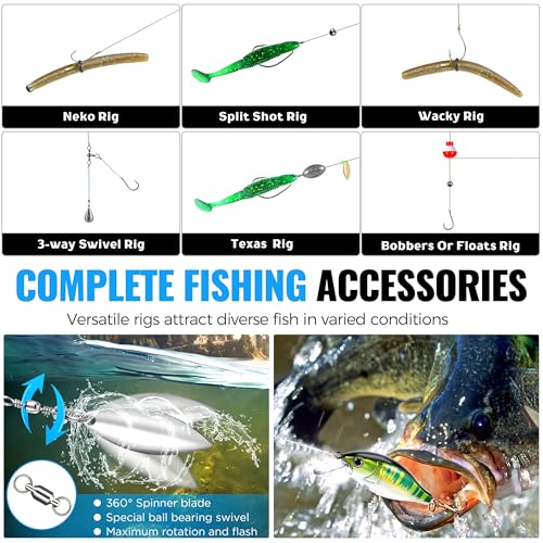 472PCS Fishing Accessories Kit, Waterproof Tackle Box with Tackle Included, Fishing Gifts for Men Included Hooks, Weights, Pliers,Fishing Gear and Equipment for Bass Trout - color: 472PCS Fishing Tackle Kit