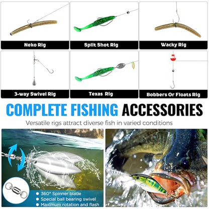 472PCS Fishing Accessories Kit, Waterproof Tackle Box with Tackle Included, Fishing Gifts for Men Included Hooks, Weights, Pliers,Fishing Gear and Equipment for Bass Trout - color: 472PCS Fishing Tackle Kit