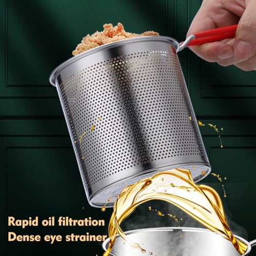 49oz Deep Frying Pot Set – w/Basket, Lid, Tongs for Tempura, Chicken, Fries & Fish