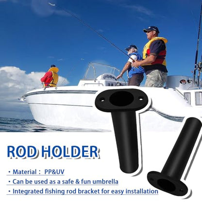 Fishing Rod Holder Plastic with UV 90 Degree Flush Mount 2PCS for Yacht and Boats - style: Black