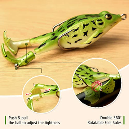 Topwater Frog Lure Bass Trout Fishing Lures Kit Set Realistic Prop Frog Soft Swimbait Floating Bait with Weedless Hooks for Freshwater Saltwater - color: 3-1