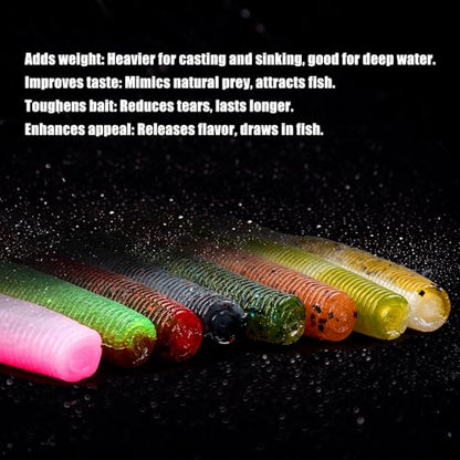 Soft Plastic Worms for Bass Fishing 20pcs FS/RE-09 | Salted ,Soft Plastic ,Fishing Lures ,with Hook Slot ,5.31in ,Saltwater Freshwater ,Bass Baits - color: Color A
