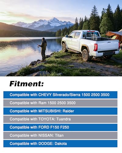 Fishing Pole Rack for Truck Bed Fishing Rod Holder Truck Fishing Pole Holder Holds up to 8 Rods or 4 Fly Rods Storage Organizer for Ford F150 Dodge Ram Tundra