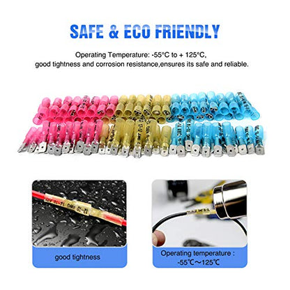 Nilight - 50027R 250 PCS Heat Shrink Spade Connectors Quick Disconnect Wire Connectors Electrical Spade Terminals Heat Shrink Fully Insulated Male and Female Wire Spade Connectors,2 Years Warranty - color: 250Pcs Heat Shrink Spade Terminals