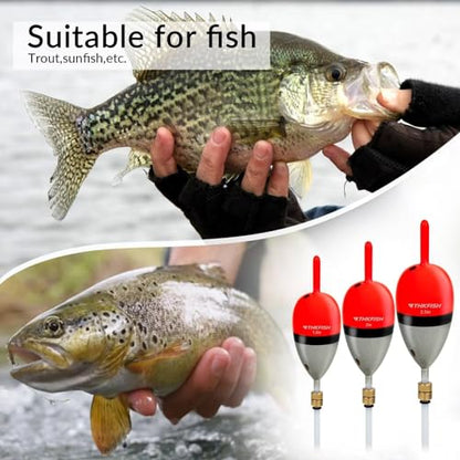 THKFISH Wood Slip Bobber for Fishing with Brass Weighted Crappie Floats - color: Red, size: 2in * 5pcs