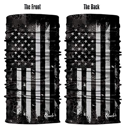 Obacle Bandana Face Mask Neck Gaiter Tube Mask Men Women for Sun Dust Protection - color: Us Flag Black Gray