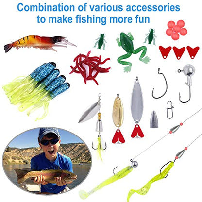 PLUSINNO Fishing Lures, 292/210Pcs Tackle Box with Tackle Included, Crankbaits, Hooks, Weights, Fishing Accessories kit, Fishing Bait Lure Gear Kit Gift for Men Bass,Trout - color: 78PCS Fishing Lures