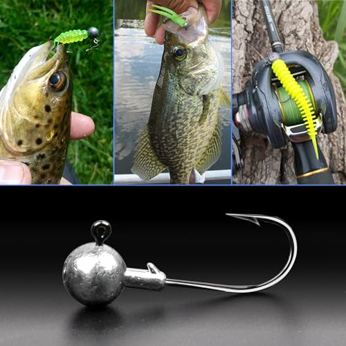 Jig Heads Fishing Hooks Crappie Jigs Unpainted Jig Heads Round Ball Sharp Fishing Jigs Hooks for Bass Trout Crappie Walleye Saltwater Freshwater - size: 3/16oz - 5g - 50pack