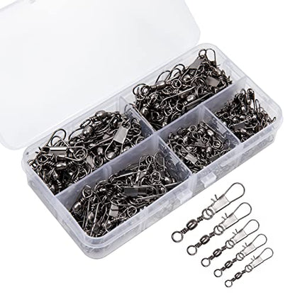 GREATFISHING 200PCS High Strength Heavy Stainless Steel Split Ring Lure Connector Swivels Snap with Fishing Pliers 30lb to 120lb Test - color: 200pc Barrel Swivel