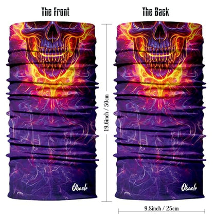 Obacle Bandana Face Mask Neck Gaiter Tube Mask Men Women for Sun Dust Protection - color: Skull Blue Fire Face