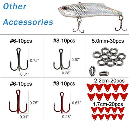 Unpainted Fishing Lures Making Kit DIY Blank Lures Crankbaits Minnow Jerkbait Hard Bait Set with Treble Hooks, Split Rings, Lure Eyes, Stickers, Make Your Own Fishing Lures - color: 380pcs Lures Kit