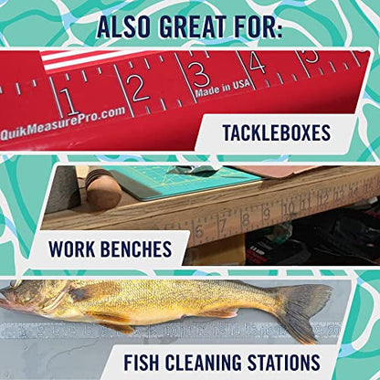 36" Fish Measuring Ruler Sticker | Transparent Waterproof Decal Tape | Made in USA | Large Bold Easy Read Markings | Boat, Kayak, Net, Cooler, Table Compatible | Marine Grade Adhesive | Easy Install