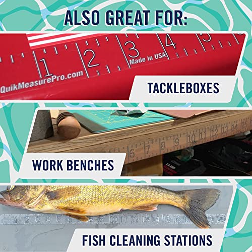 72" Fish Ruler Sticker & Measuring Decal | Transparent Adhesive Tape Measure for Boat, Kayak, Net | Waterproof Dual-Piece Design | Made in USA | Bold Numbers for Easy Photo Readability | UV-Resistant