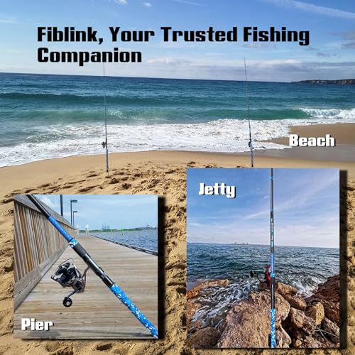 Fiblink Surf Rod,Portable Travel Fishing Rod,Spinning Rod with Blue Camouflage Handle,2Piece/3Piece/4Piece Carbon Fiber Fishing Rod (9ft/10ft/12ft/14ft) - style: 14' - Heavy - 20-40lb - 3pc