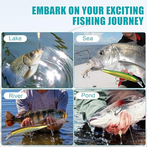 Fishing Lures Kit Crankbait Minnow Jerkbaits Popper Lures Shadllow Deep Diving Swimbaits Pencil Walleye Lures Artificial Hard Fishing Baits for Bass Trout Redfish Saltwater Freshwater - color: Jerkbaits-8pcs